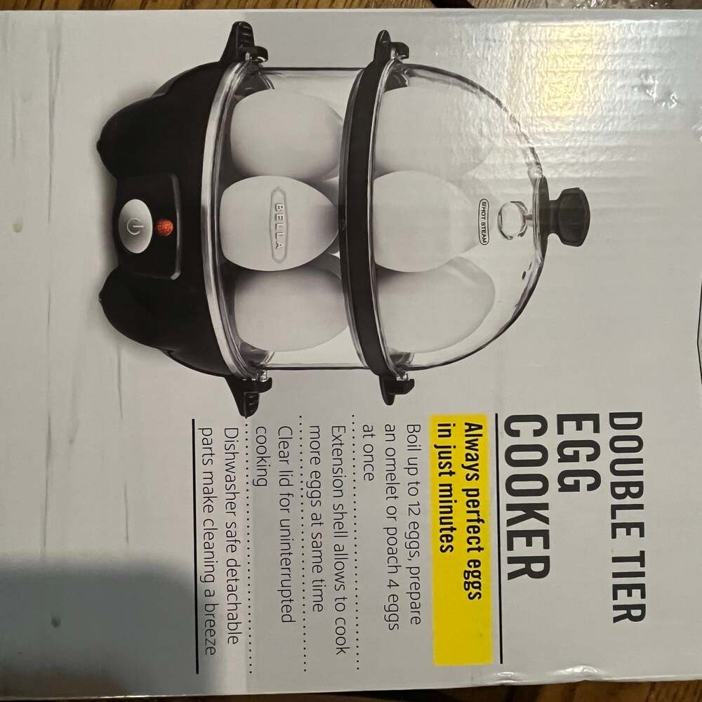 BELLA Double Tier Electric Egg Cooker and Rapid Boiler, 14 Egg Capacity, Black